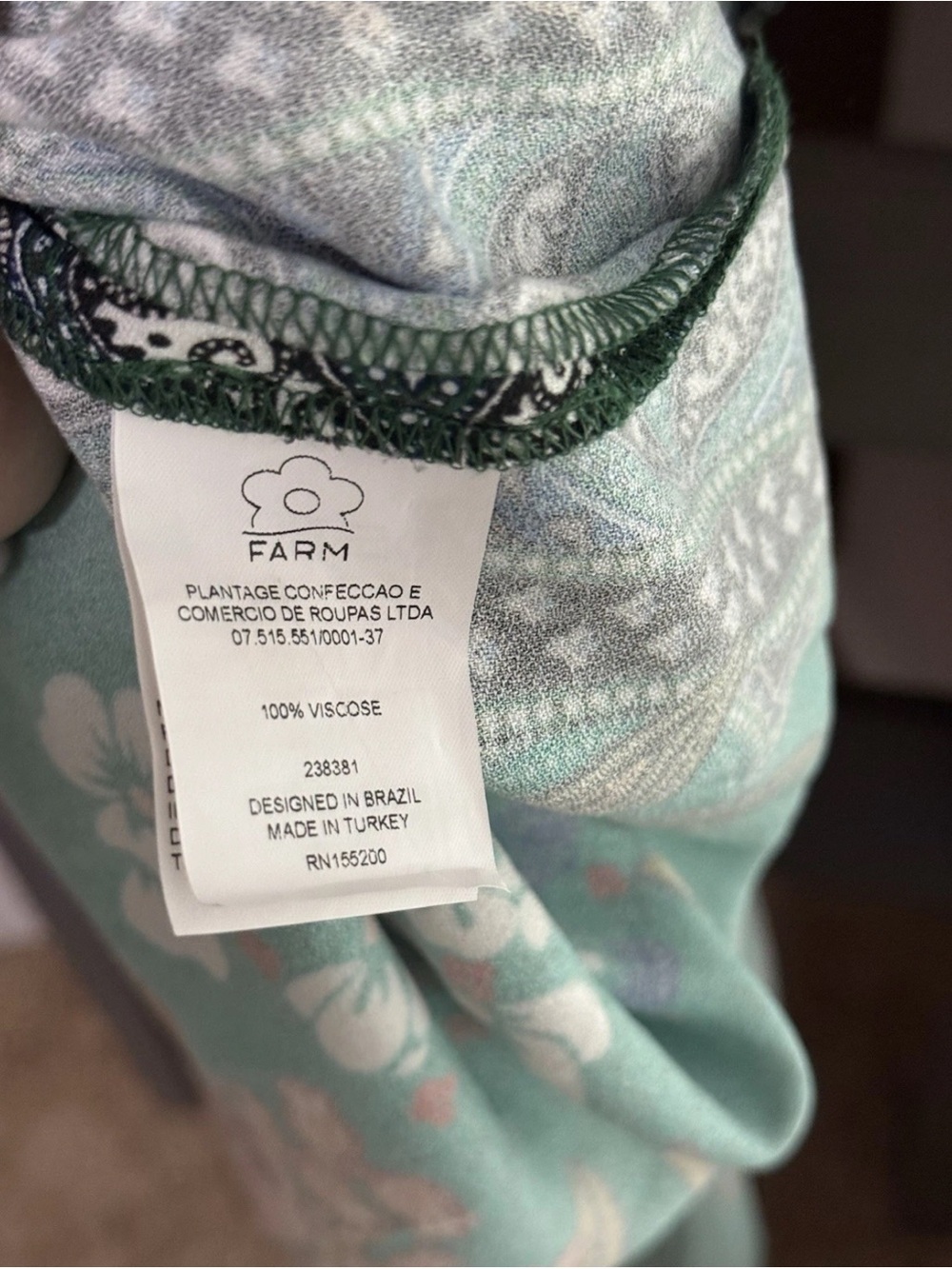 Farm Rio Anthropologie Verdor Maxi Dress Floral Long Sleeve Emerald Green M new - Picture 8 of 13
